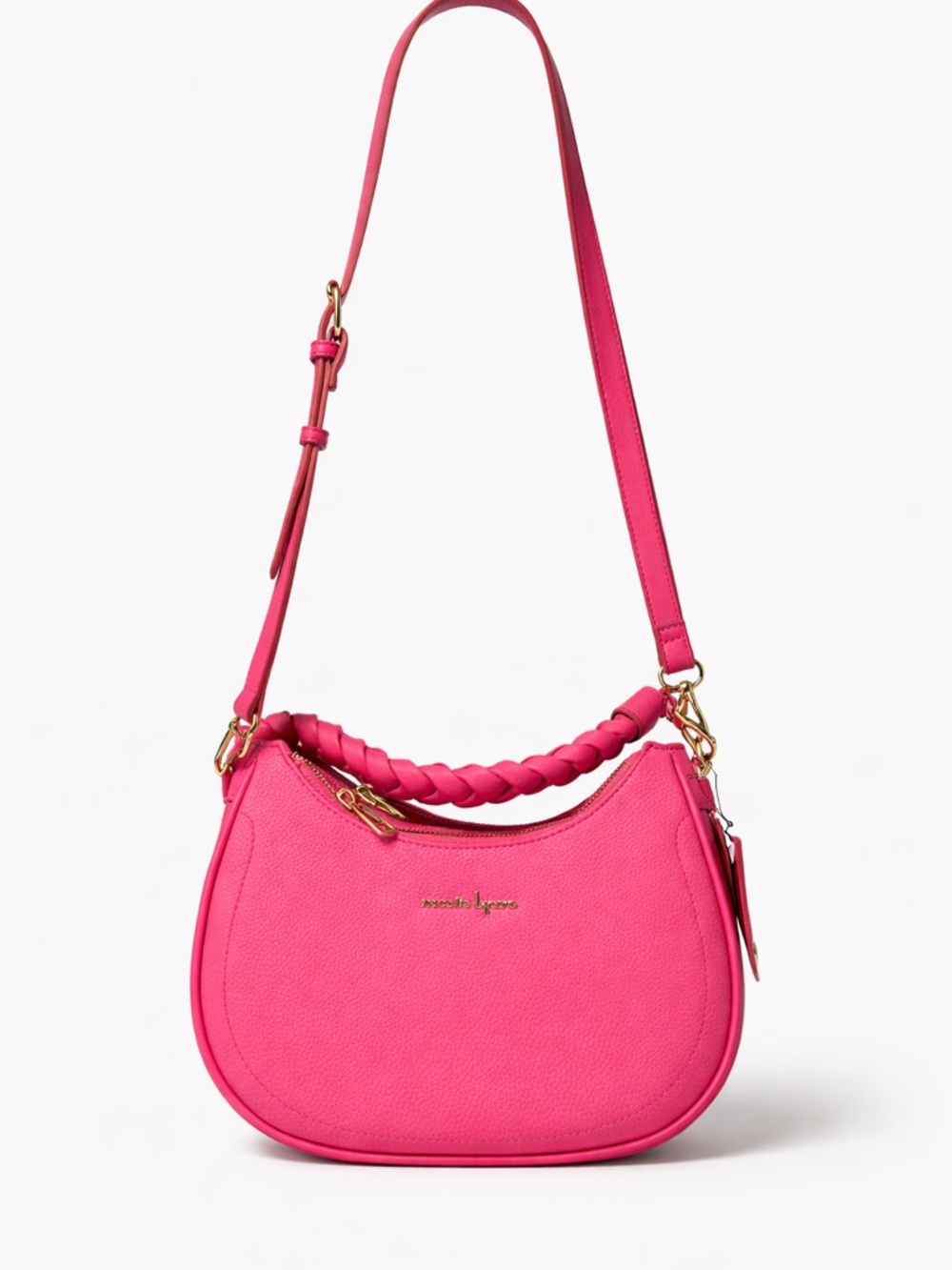 Sold another site Nanette Lepore Hot Pink Braided-Handle 2 Way Shoulder Bag